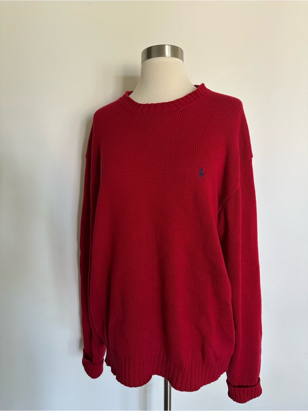 Vintage Polo Ralph Lauren 100% Cotton Knit Red Sweater L